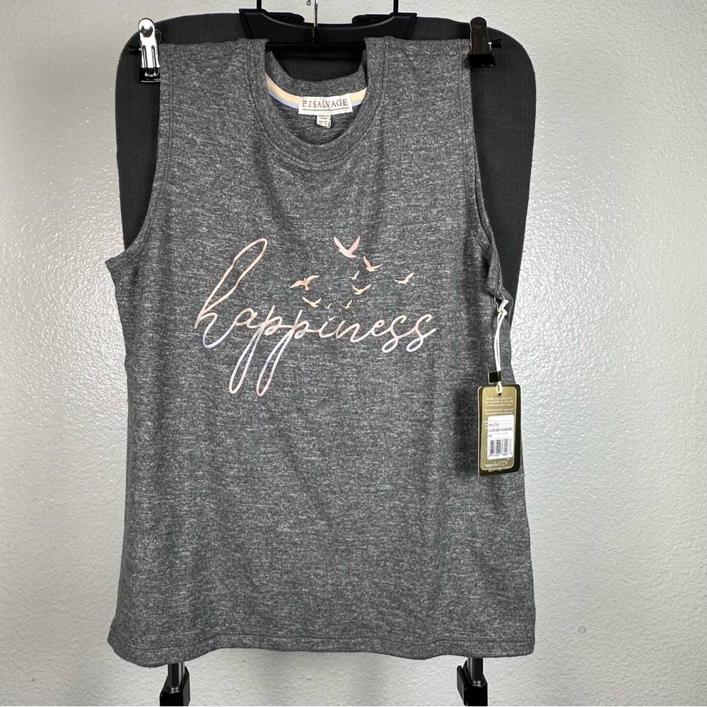 PJ Salvage Gray Happiness Short Sleeve PJ‎ top